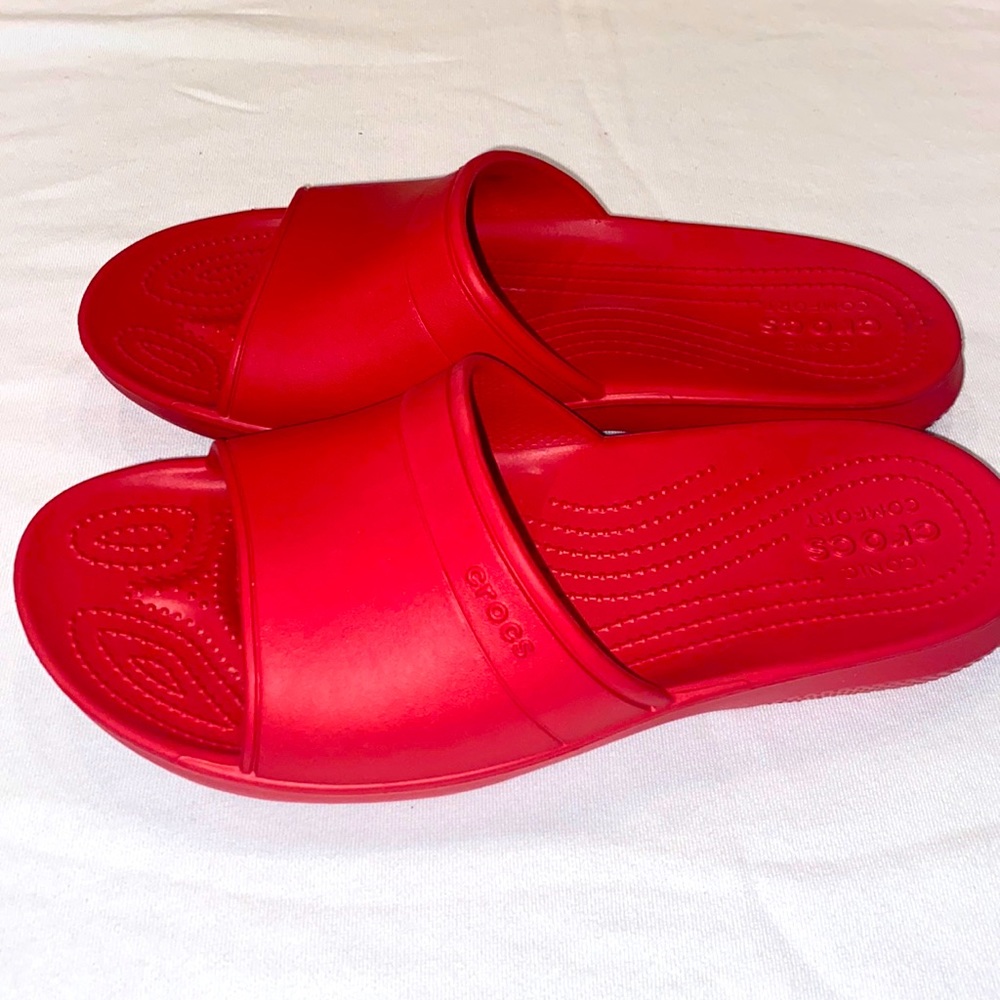 Red crocs slippers size M10 W12
